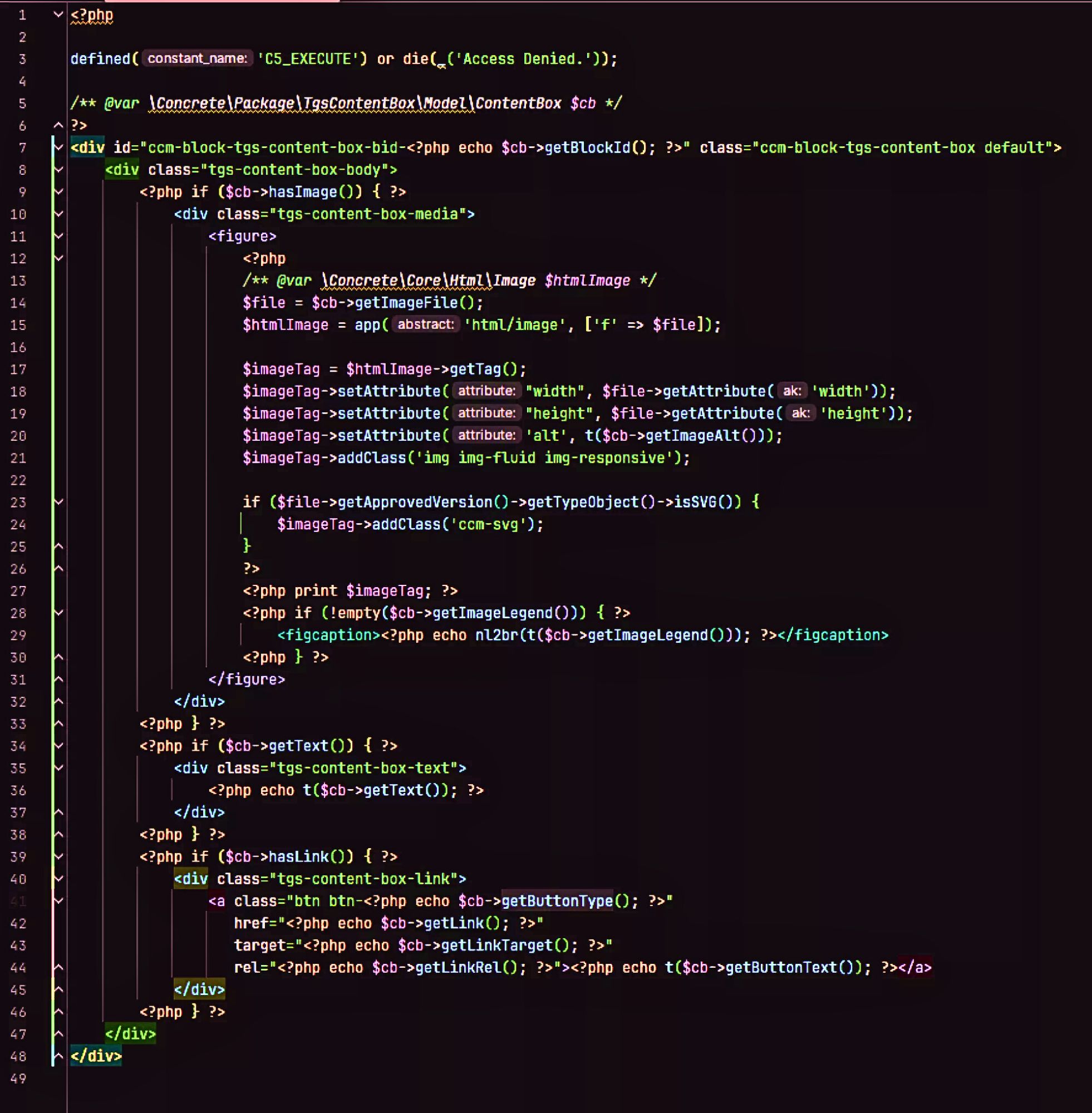 The view-php of the Content-Box